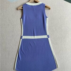 Elegant Blue and White Sleeveless Dress